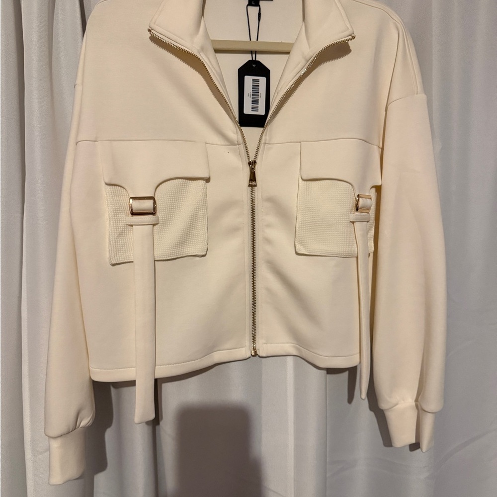 Aleeza Paris Cream Women's Dress Jacket with Front Pockets